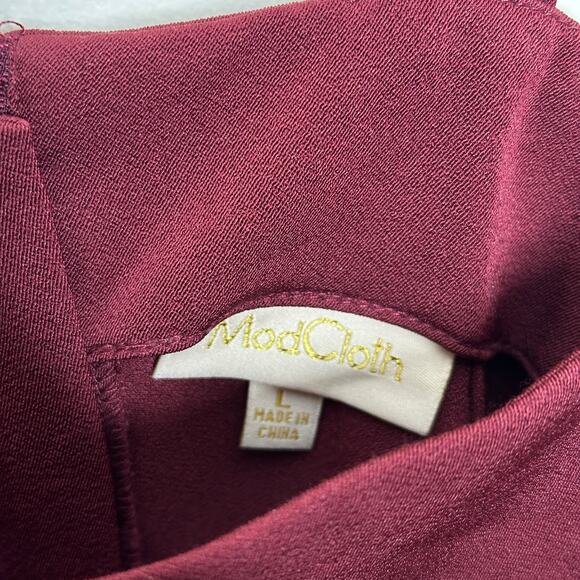 MODCLOTH Overall Winner Jumper Skirt Maroon Wine Red Sz L {N41} - Picture 3 of 5